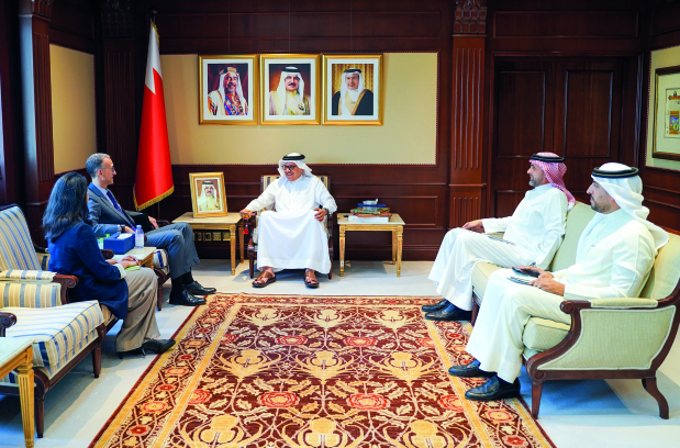 Foreign Minister Dr Abdullatif Al Zayani received US Ambassador Steven C Bondy at the ministry’s headquarters. The meeting reviewed the longstanding relations and close ties between Bahrain and the US and discussed means to enhance co-operation across various domains in support of mutual interests. The two sides also addressed regional and international matters of common concern. The meeting was attended by Foreign Ministry Under-Secretary for Political Affairs Khaled Al Jalahma, and Director of the Co-ordination and Follow-up Sector Saeed Abdul Khaliq.